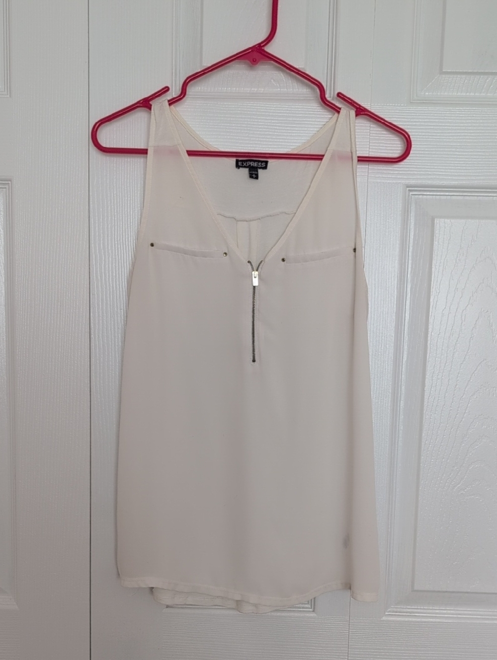 Express Cream Zip-Front Sleeveless Camisole